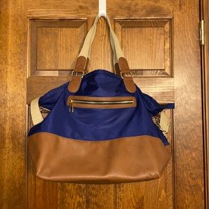 Madden girl duffle bag - navy blue and brown